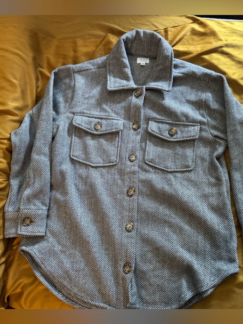Time and Tru Gray Herringbone Utility Shirt Jacket
